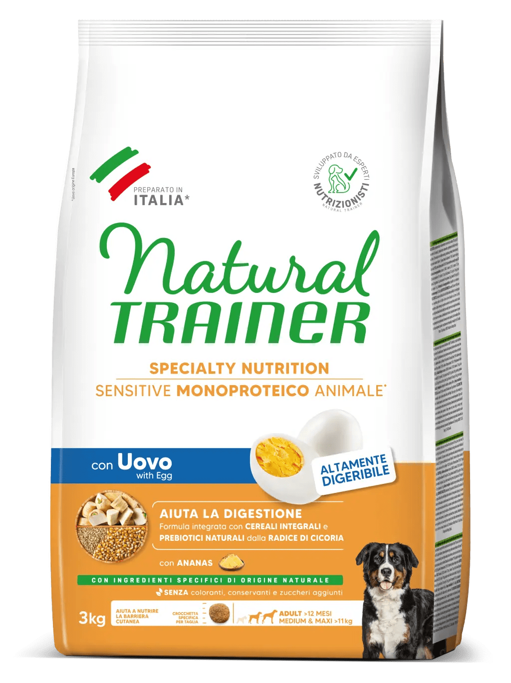 SPECIALTY NUTRITION SENSITIVE MONOPROTEICO ANIMALE NO GLUTEN MEDIUM&MAXI ADULT CON UOVO E CEREALI INTEGRALI 