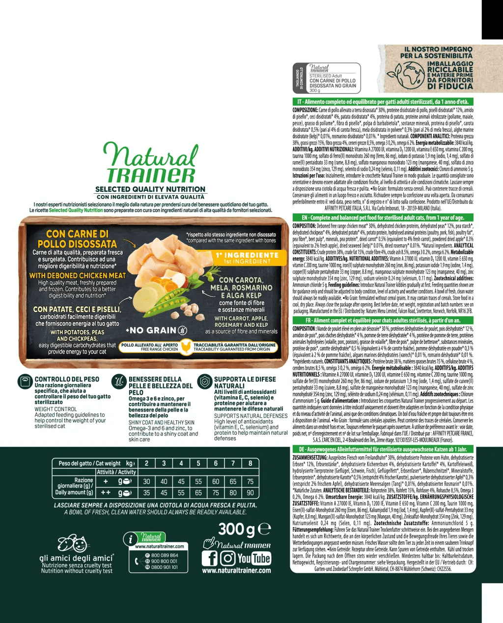 SELECTED QUALITY NUTRITION - ADULT STERILISED - CON CARNE DESHUESADA DE POLLO